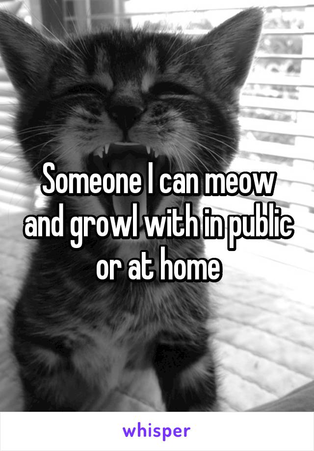 Someone I can meow and growl with in public or at home