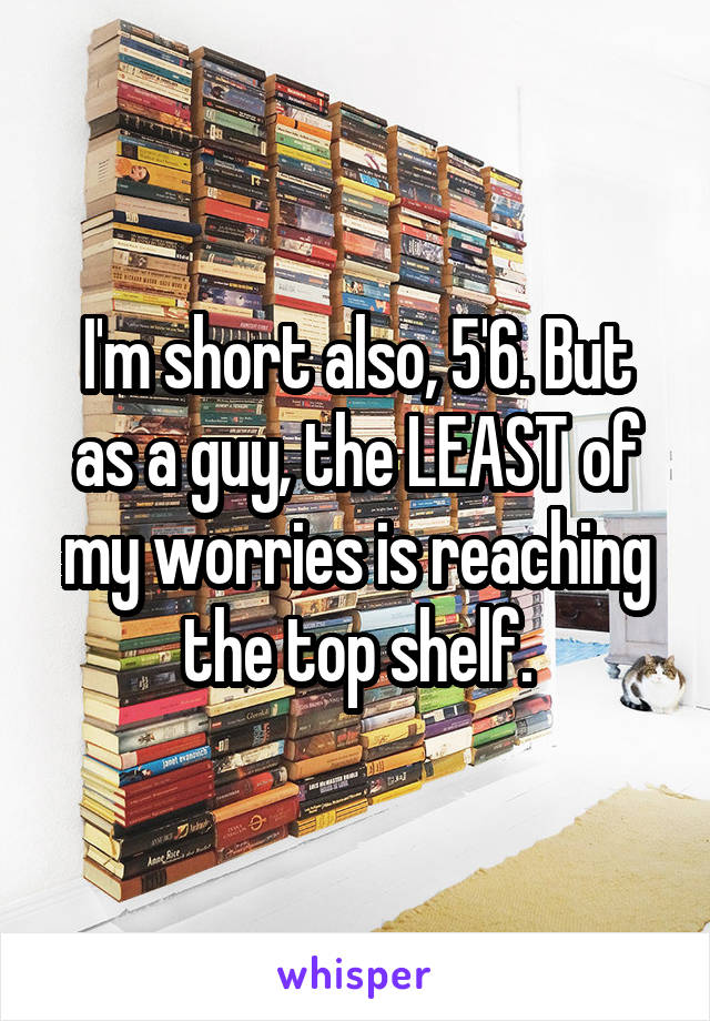 I'm short also, 5'6. But as a guy, the LEAST of my worries is reaching the top shelf.