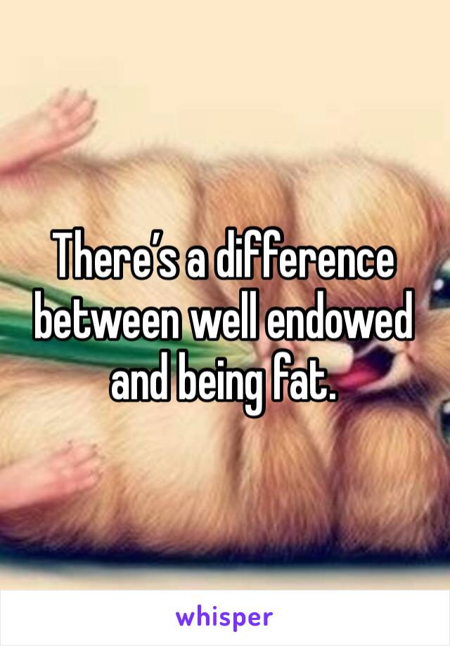 There’s a difference between well endowed and being fat. 