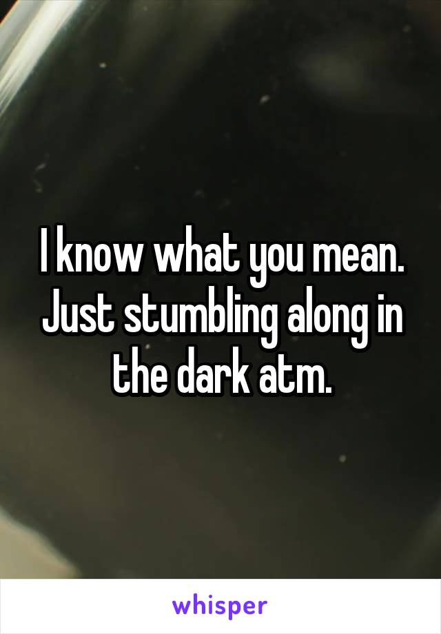 I know what you mean. Just stumbling along in the dark atm.