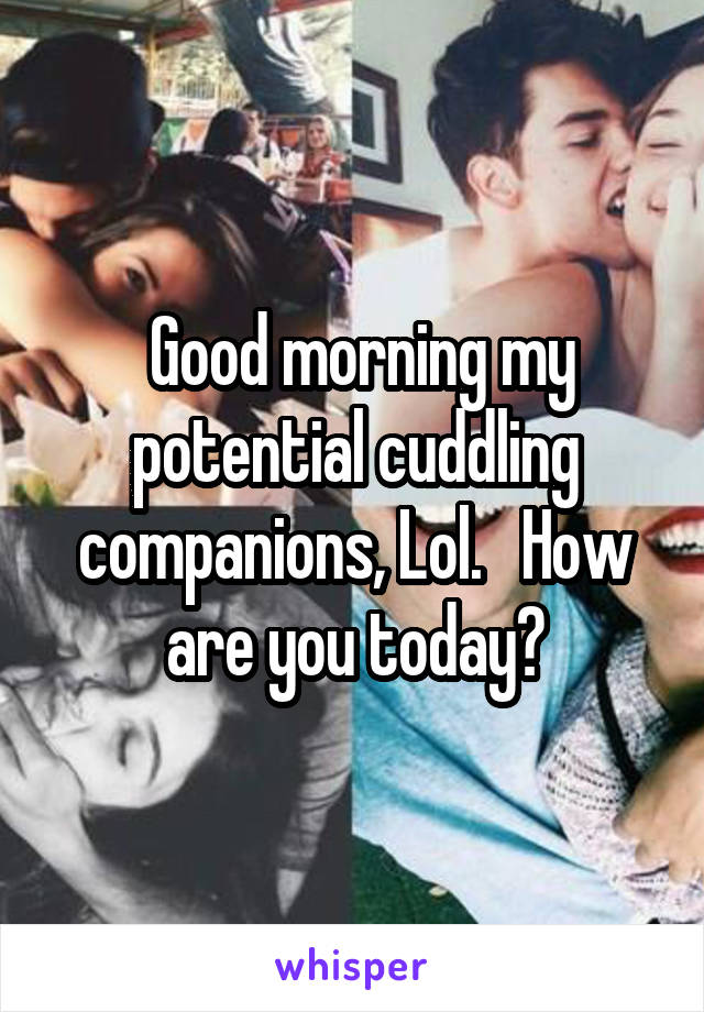  Good morning my potential cuddling companions, Lol.   How are you today?