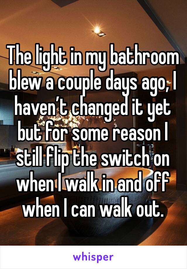 The light in my bathroom  blew a couple days ago, I haven’t changed it yet but for some reason I still flip the switch on when I walk in and off when I can walk out. 