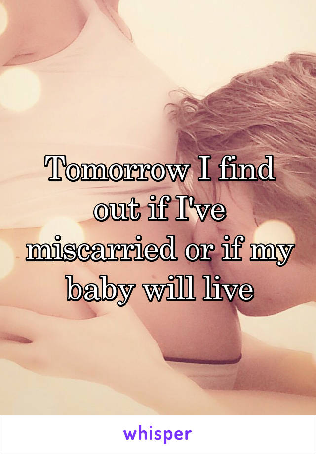 Tomorrow I find out if I've miscarried or if my baby will live