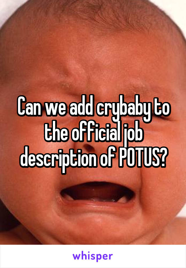Can we add crybaby to the official job description of POTUS?