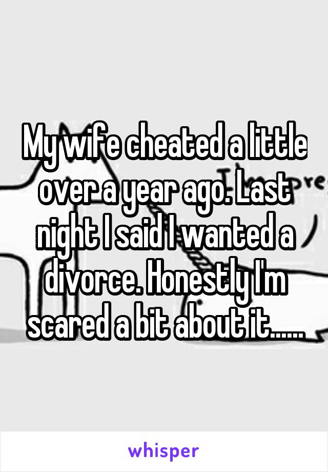 My wife cheated a little over a year ago. Last night I said I wanted a divorce. Honestly I'm scared a bit about it......