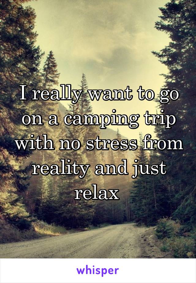 I really want to go on a camping trip with no stress from reality and just relax 
