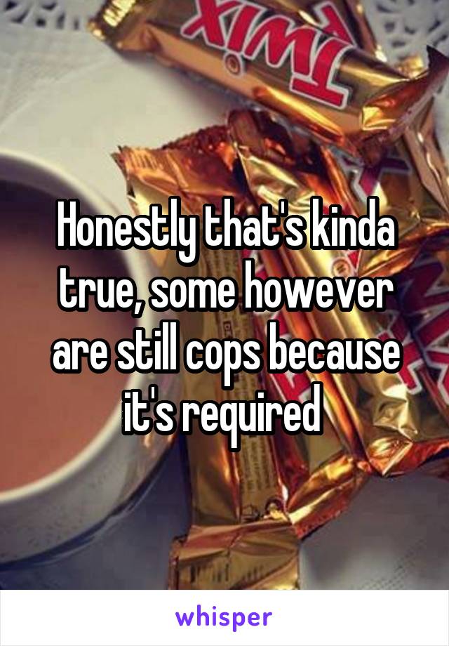 Honestly that's kinda true, some however are still cops because it's required 