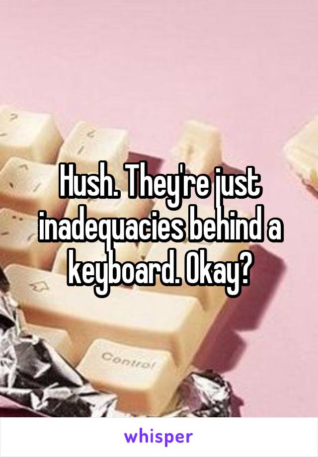 Hush. They're just inadequacies behind a keyboard. Okay?