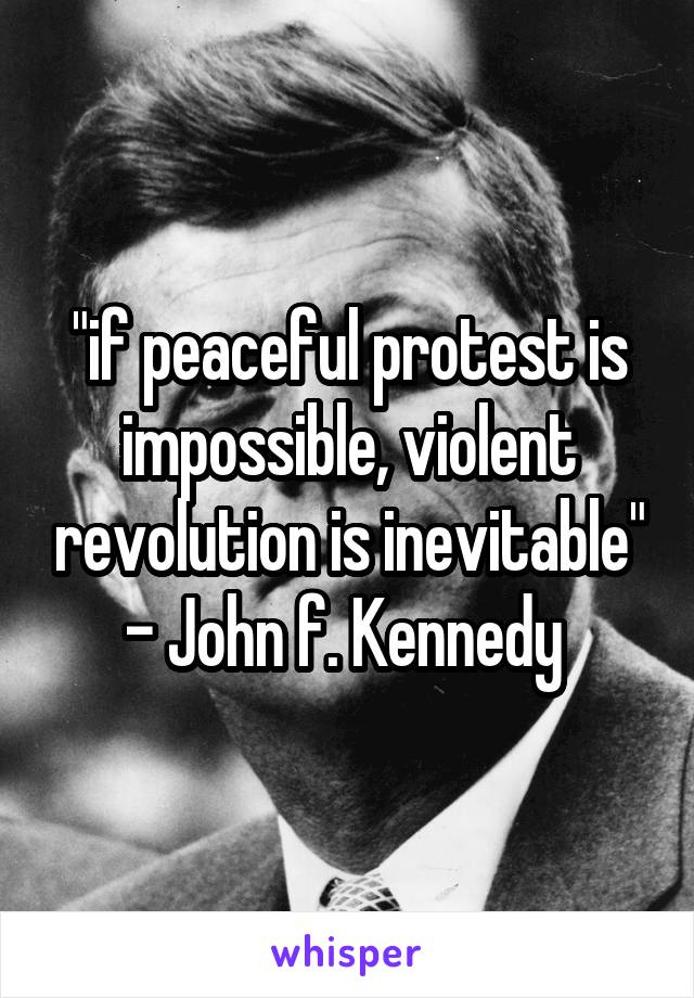 "if peaceful protest is impossible, violent revolution is inevitable" - John f. Kennedy 
