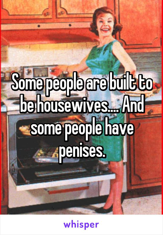 Some people are built to be housewives.... And some people have penises.