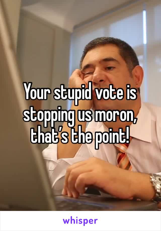 Your stupid vote is stopping us moron, that’s the point!