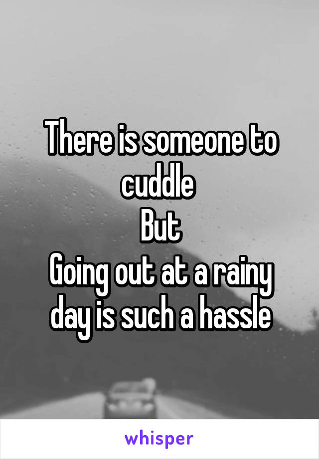There is someone to cuddle 
But
Going out at a rainy day is such a hassle