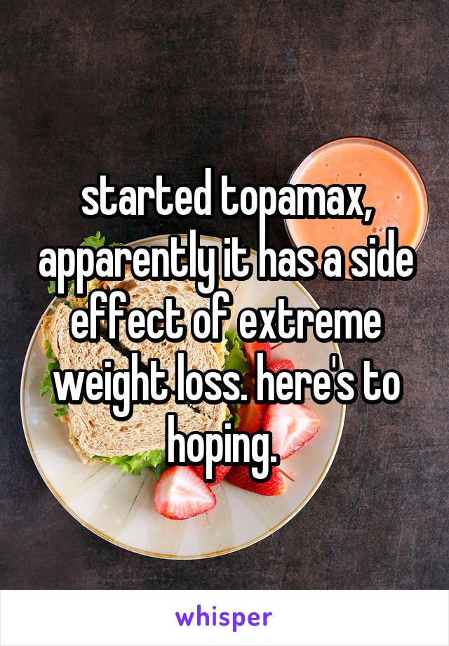 started topamax, apparently it has a side effect of extreme weight loss. here's to hoping. 