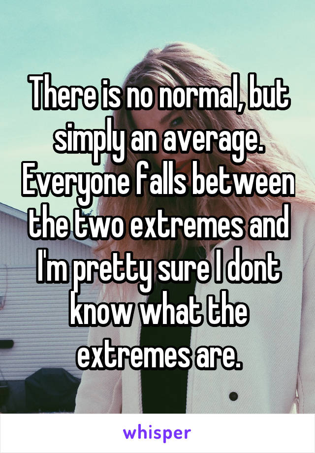 There is no normal, but simply an average. Everyone falls between the two extremes and I'm pretty sure I dont know what the extremes are.