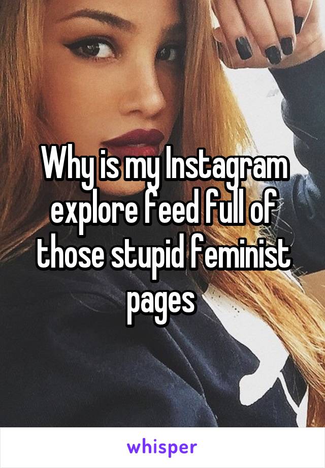 Why is my Instagram explore feed full of those stupid feminist pages 