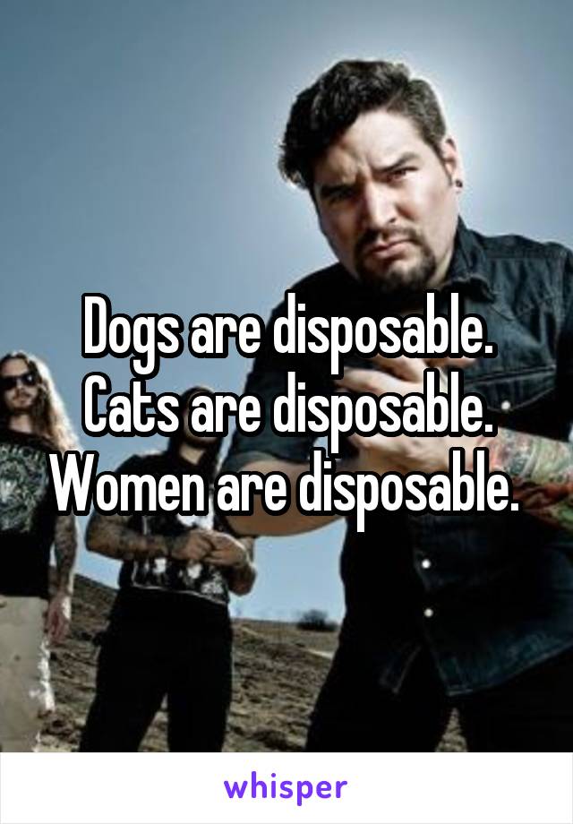 Dogs are disposable. Cats are disposable. Women are disposable. 