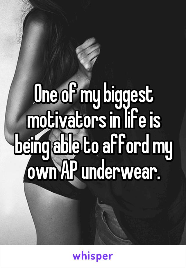 One of my biggest motivators in life is being able to afford my own AP underwear.