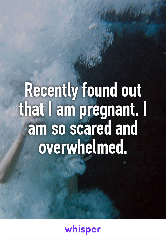 Recently found out that I am pregnant. I am so scared and overwhelmed.