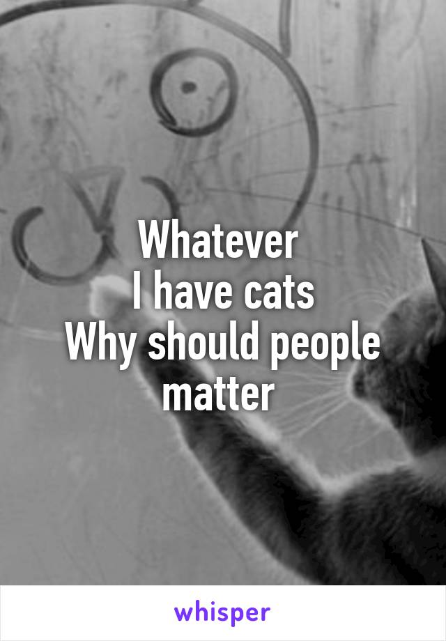 Whatever 
I have cats
Why should people matter 