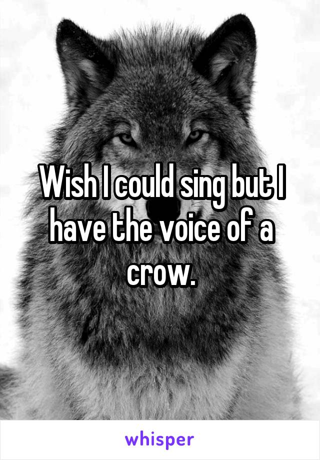 Wish I could sing but I have the voice of a crow.