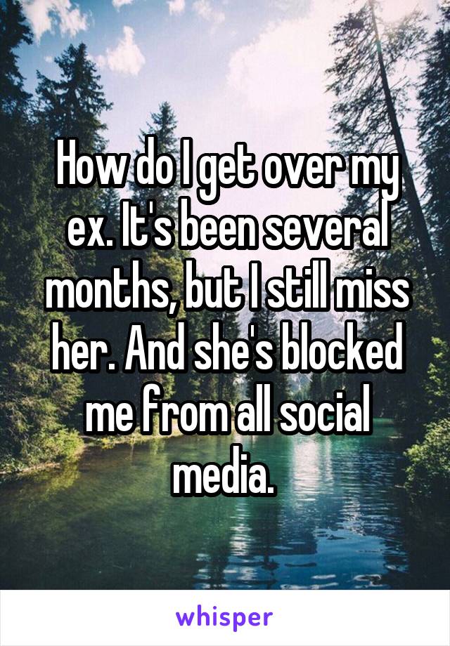 How do I get over my ex. It's been several months, but I still miss her. And she's blocked me from all social media. 