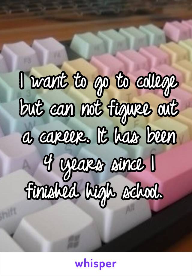 I want to go to college but can not figure out a career. It has been 4 years since I finished high school. 