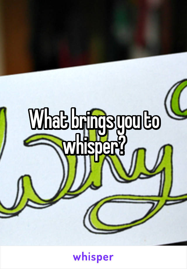 What brings you to whisper?