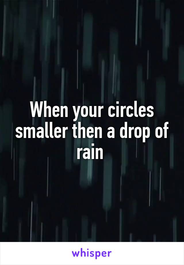 When your circles smaller then a drop of rain 