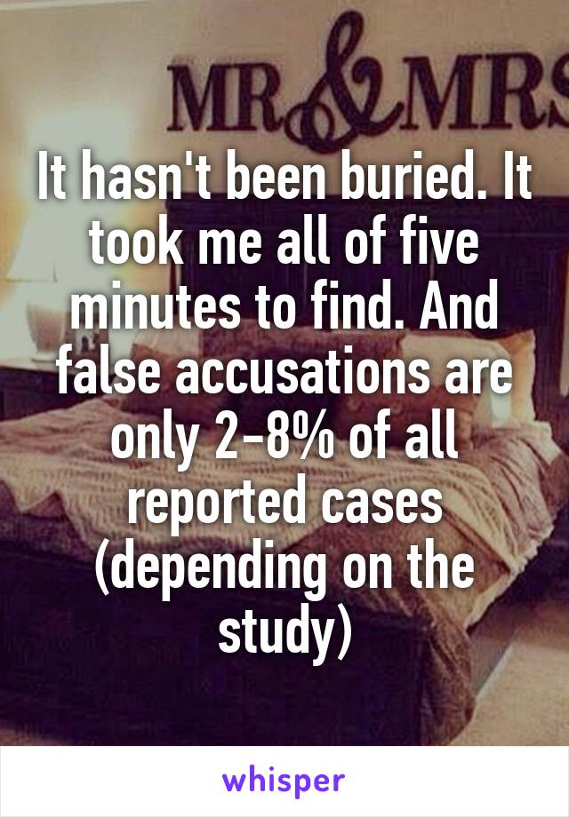 It hasn't been buried. It took me all of five minutes to find. And false accusations are only 2-8% of all reported cases (depending on the study)