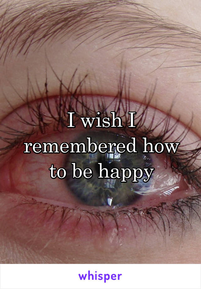 I wish I remembered how to be happy