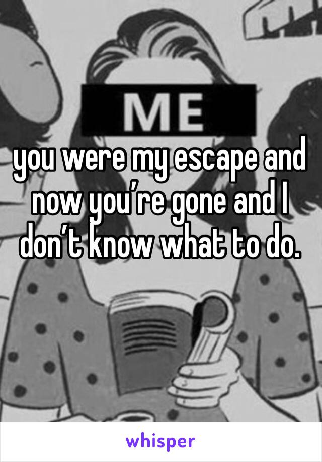 you were my escape and now you’re gone and I don’t know what to do.