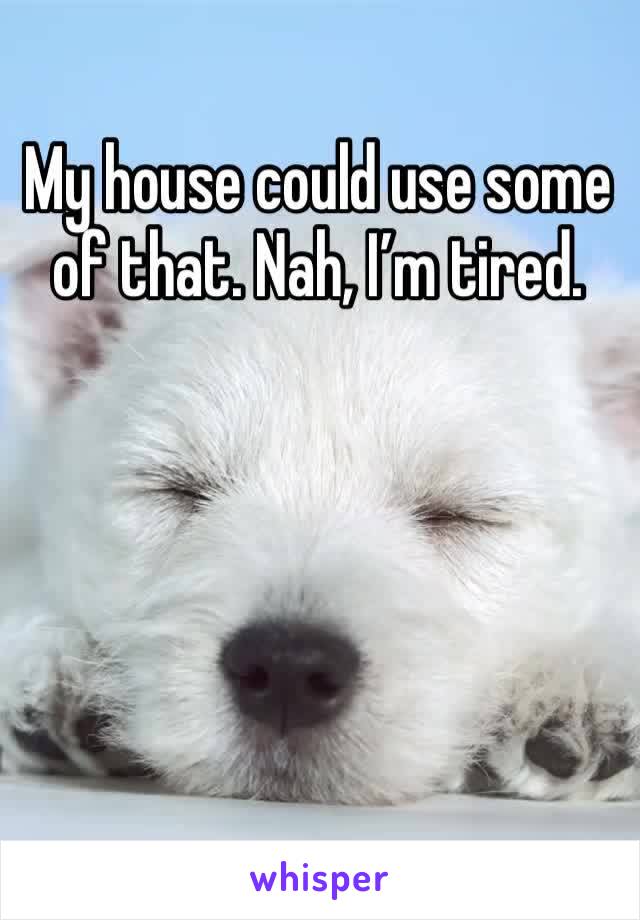 My house could use some of that. Nah, I’m tired. 