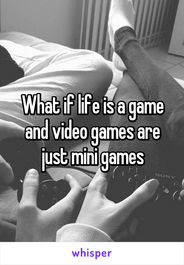 What if life is a game and video games are just mini games