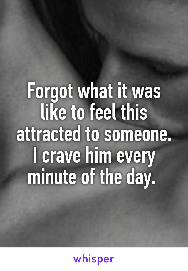 Forgot what it was like to feel this attracted to someone. I crave him every minute of the day. 