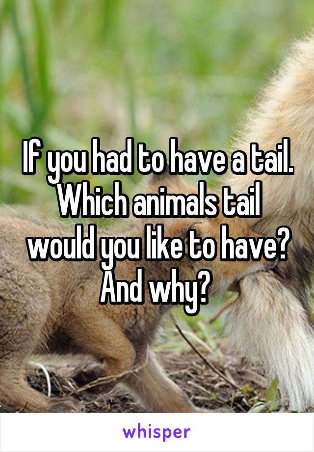 If you had to have a tail. Which animals tail would you like to have?
And why? 