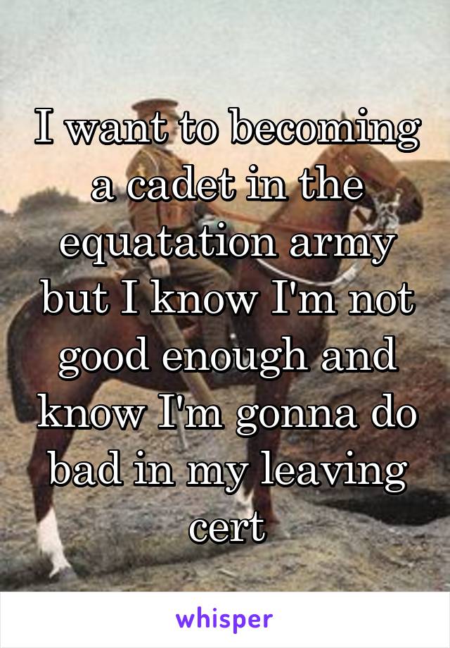 I want to becoming a cadet in the equatation army but I know I'm not good enough and know I'm gonna do bad in my leaving cert