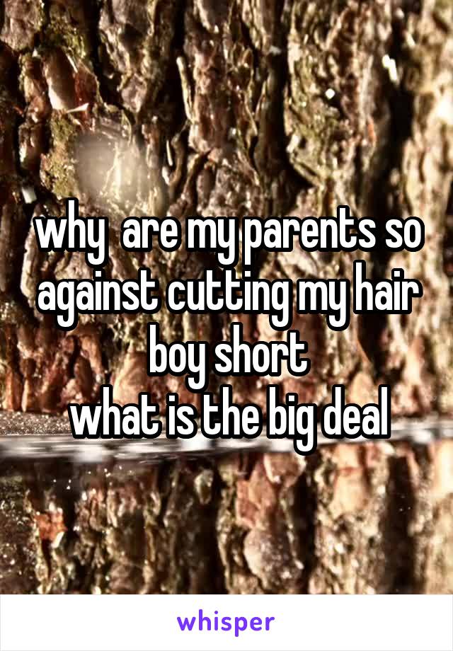 why  are my parents so against cutting my hair boy short
what is the big deal