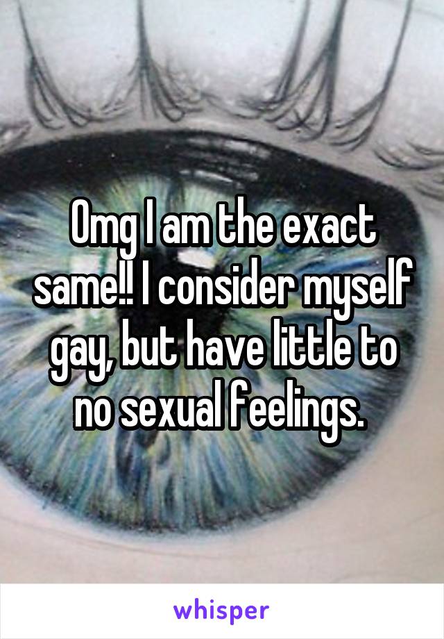 Omg I am the exact same!! I consider myself gay, but have little to no sexual feelings. 