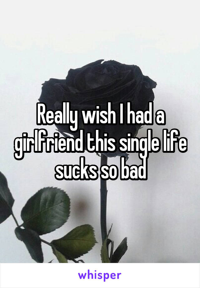 Really wish I had a girlfriend this single life sucks so bad