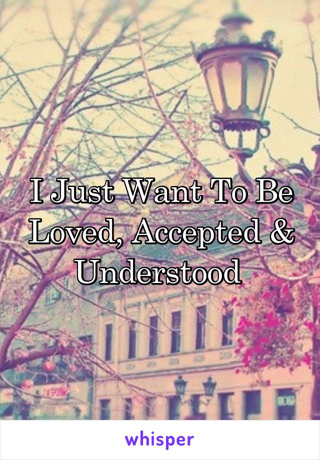 I Just Want To Be Loved, Accepted & Understood 