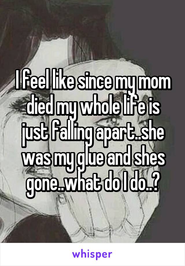 I feel like since my mom died my whole life is just falling apart..she was my glue and shes gone..what do I do..?