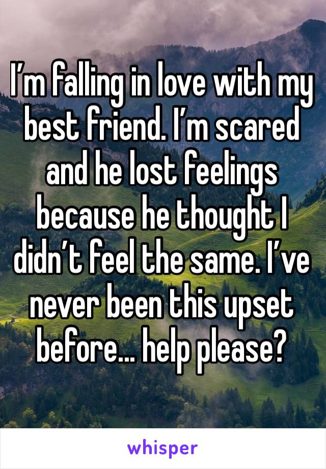 I’m falling in love with my best friend. I’m scared and he lost feelings because he thought I didn’t feel the same. I’ve never been this upset before... help please?