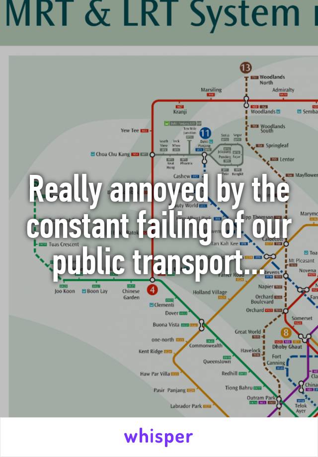 Really annoyed by the constant failing of our public transport...