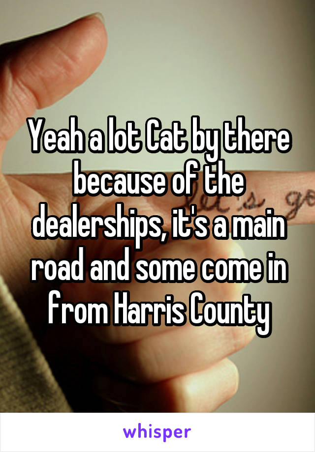 Yeah a lot Cat by there because of the dealerships, it's a main road and some come in from Harris County