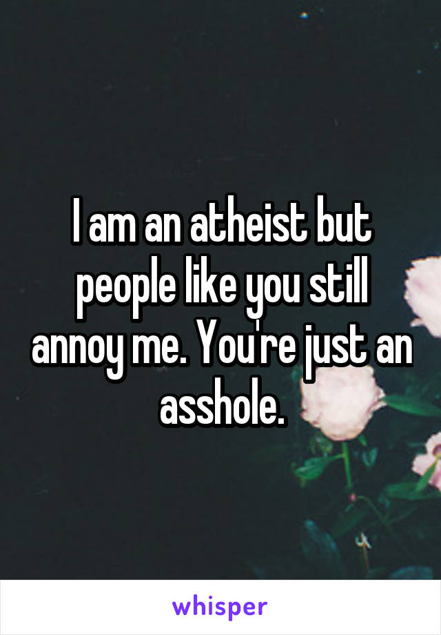 I am an atheist but people like you still annoy me. You're just an asshole.