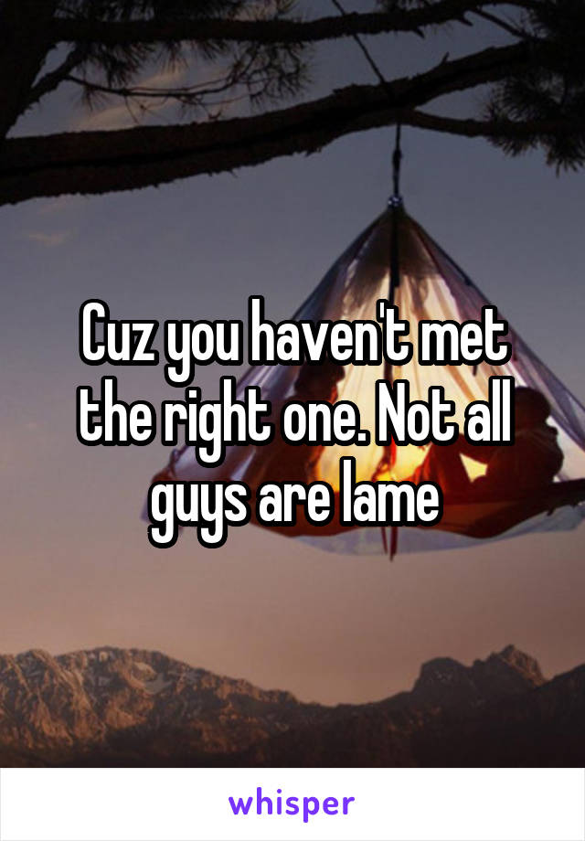 Cuz you haven't met the right one. Not all guys are lame