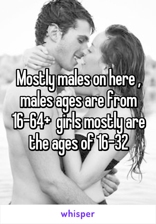 Mostly males on here , males ages are from 16-64+  girls mostly are the ages of 16-32