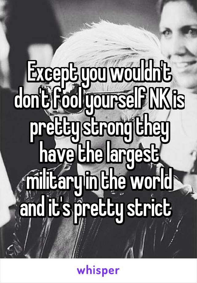 Except you wouldn't don't fool yourself NK is pretty strong they have the largest military in the world and it's pretty strict  