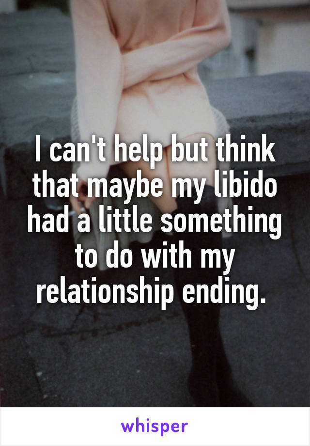 I can't help but think that maybe my libido had a little something to do with my relationship ending. 