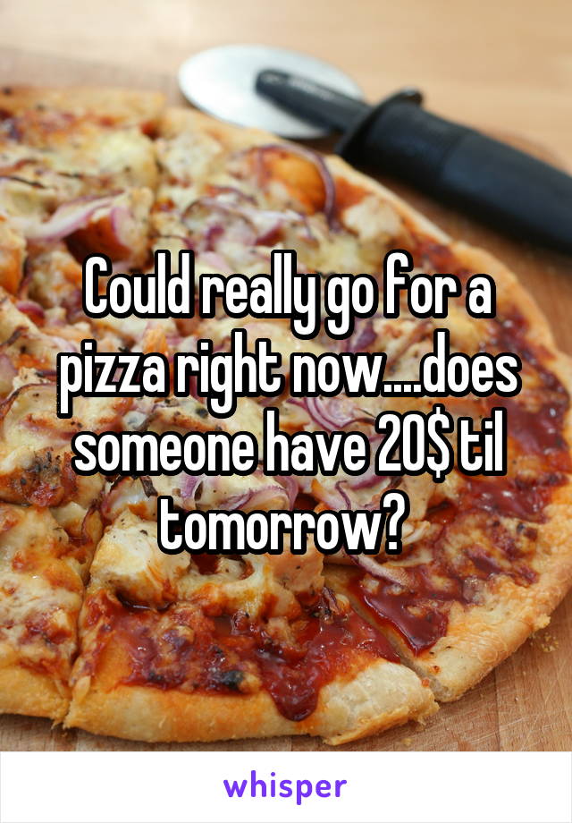 Could really go for a pizza right now....does someone have 20$ til tomorrow? 
